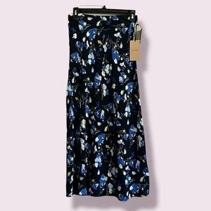 HALOGEN A LINE FLORAL SKIRT WITH FLOUNCE HEM NWT
